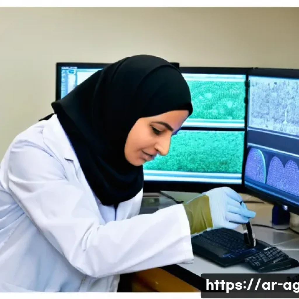토양 분석 방법과 중요성 - **A bustling soil science laboratory in Cairo, Egypt. A female Egyptian scientist in a lab coat care...